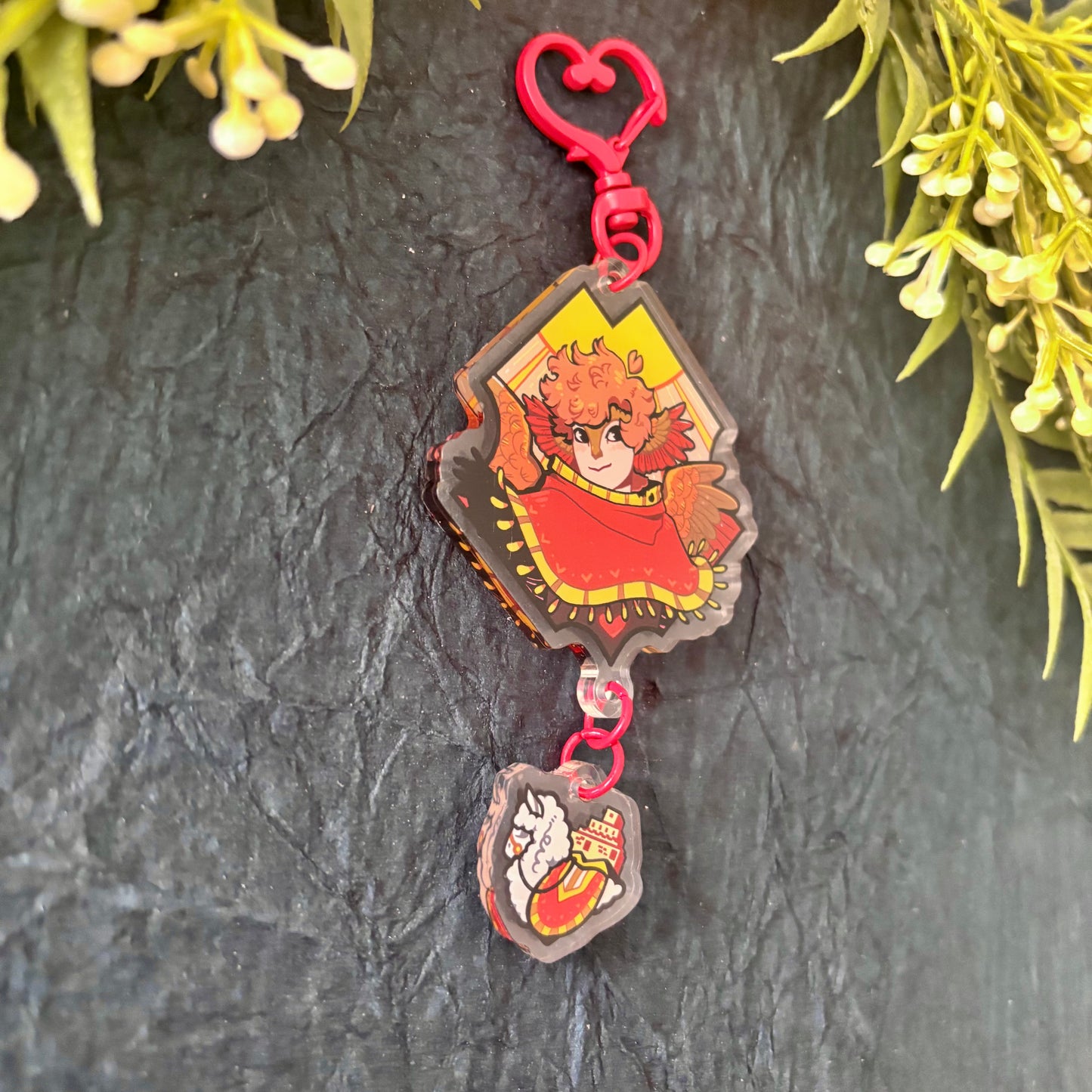 Desert Sun and Pizza Llama Acrylic Keychain