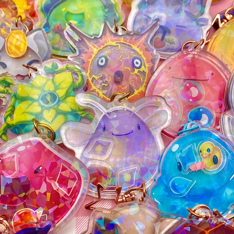 Holographic Slime Rancher Shaker Charm - Keychain
