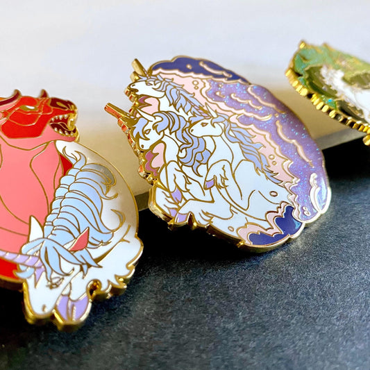 Red Bull | Sea Unicorns | Butterfly Forest  - Last Unicorn Glitter Enamel Pins