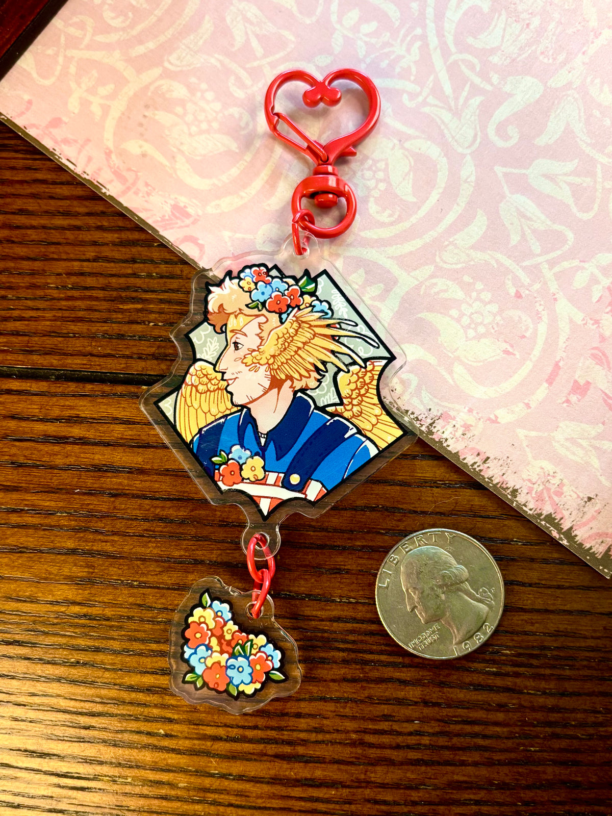 Canary and Flower Crown Acrylic Keychain