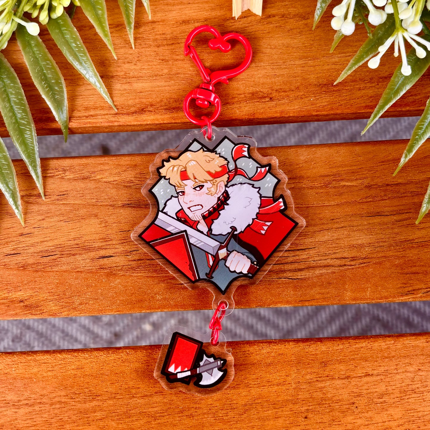 Red Knight and Axe Acrylic Keychain