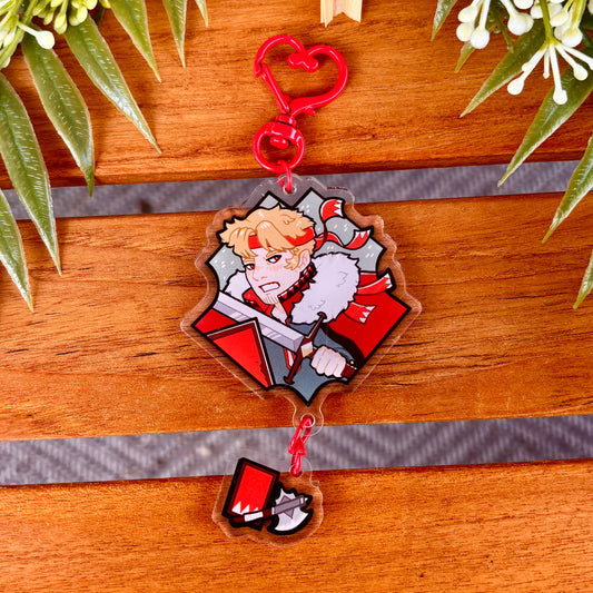 Red Knight and Axe Acrylic Keychain