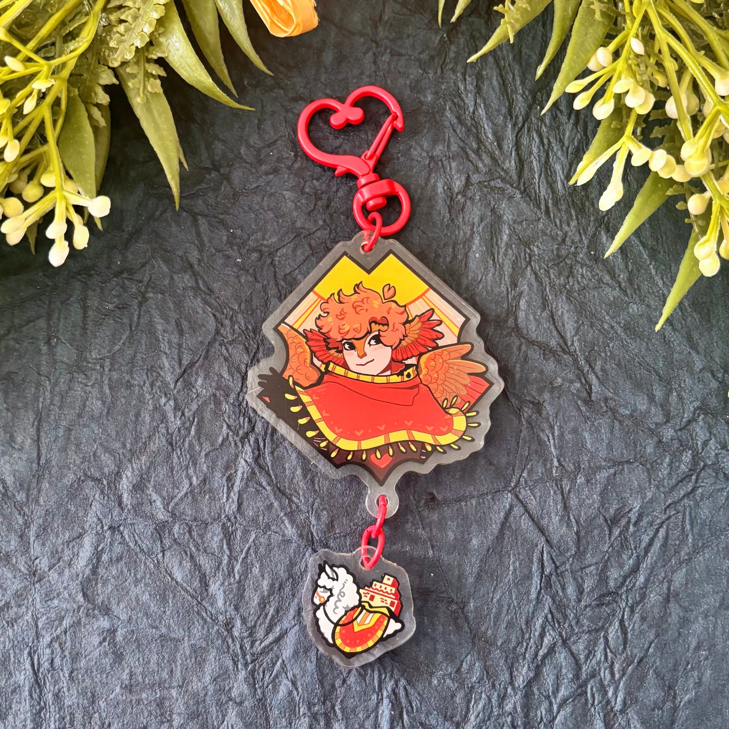 Desert Sun and Pizza Llama Acrylic Keychain