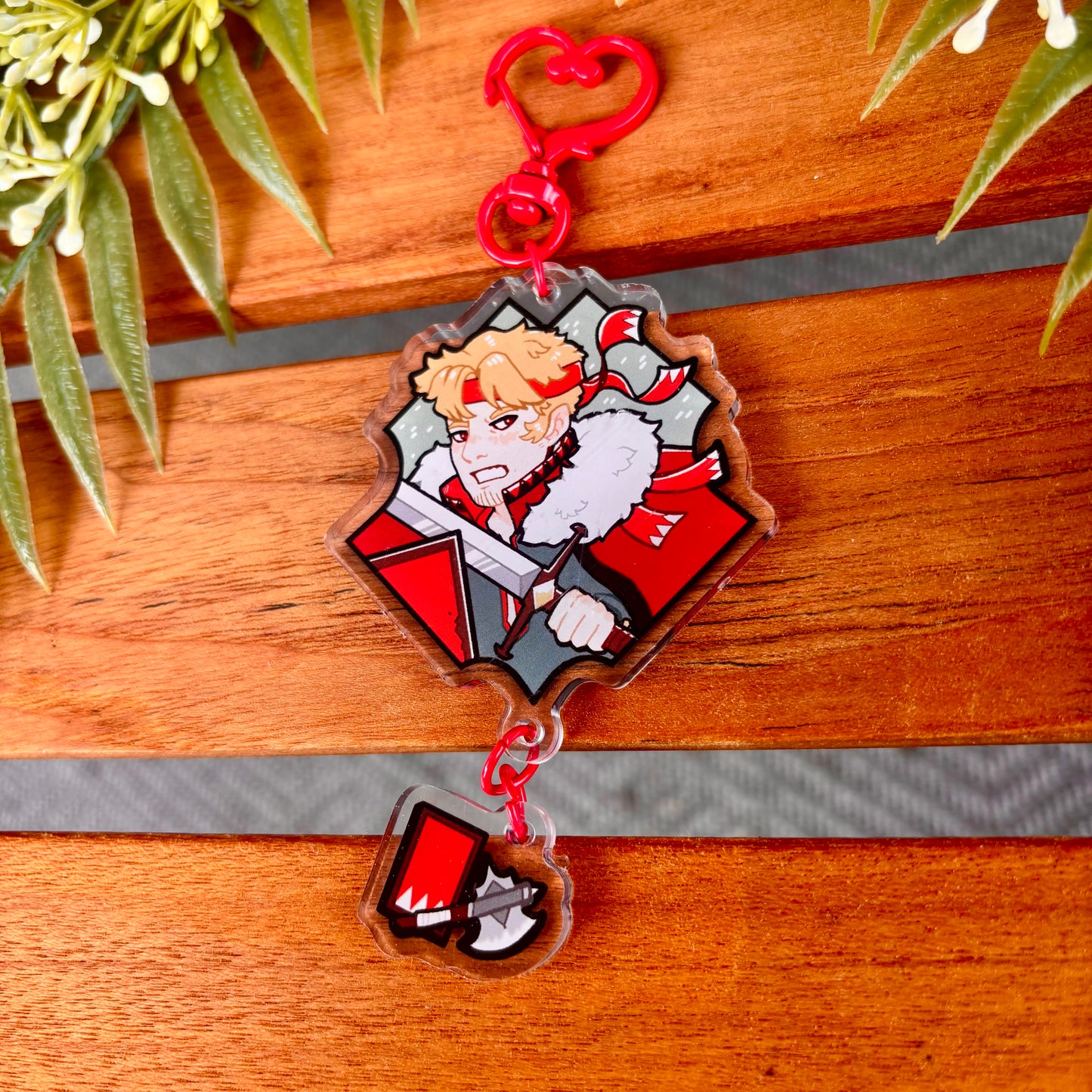 Red Knight and Axe Acrylic Keychain