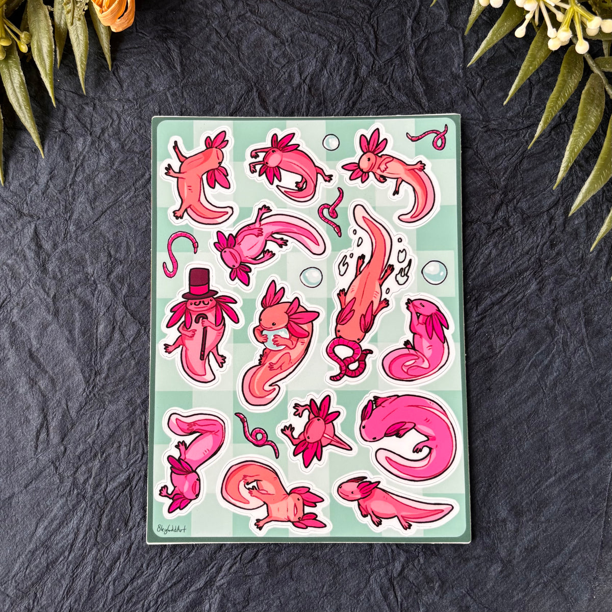Animal Vinyl Sticker Sheets Axolotls