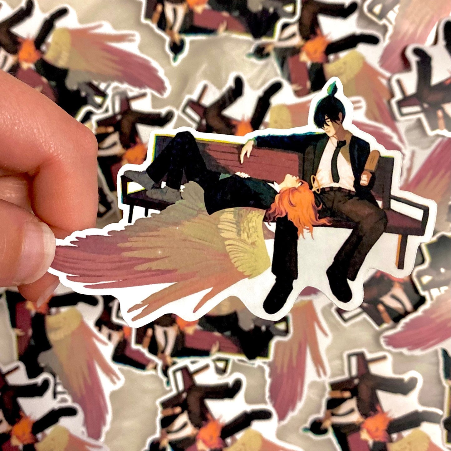 Aki Angel on a Bench - Sticker