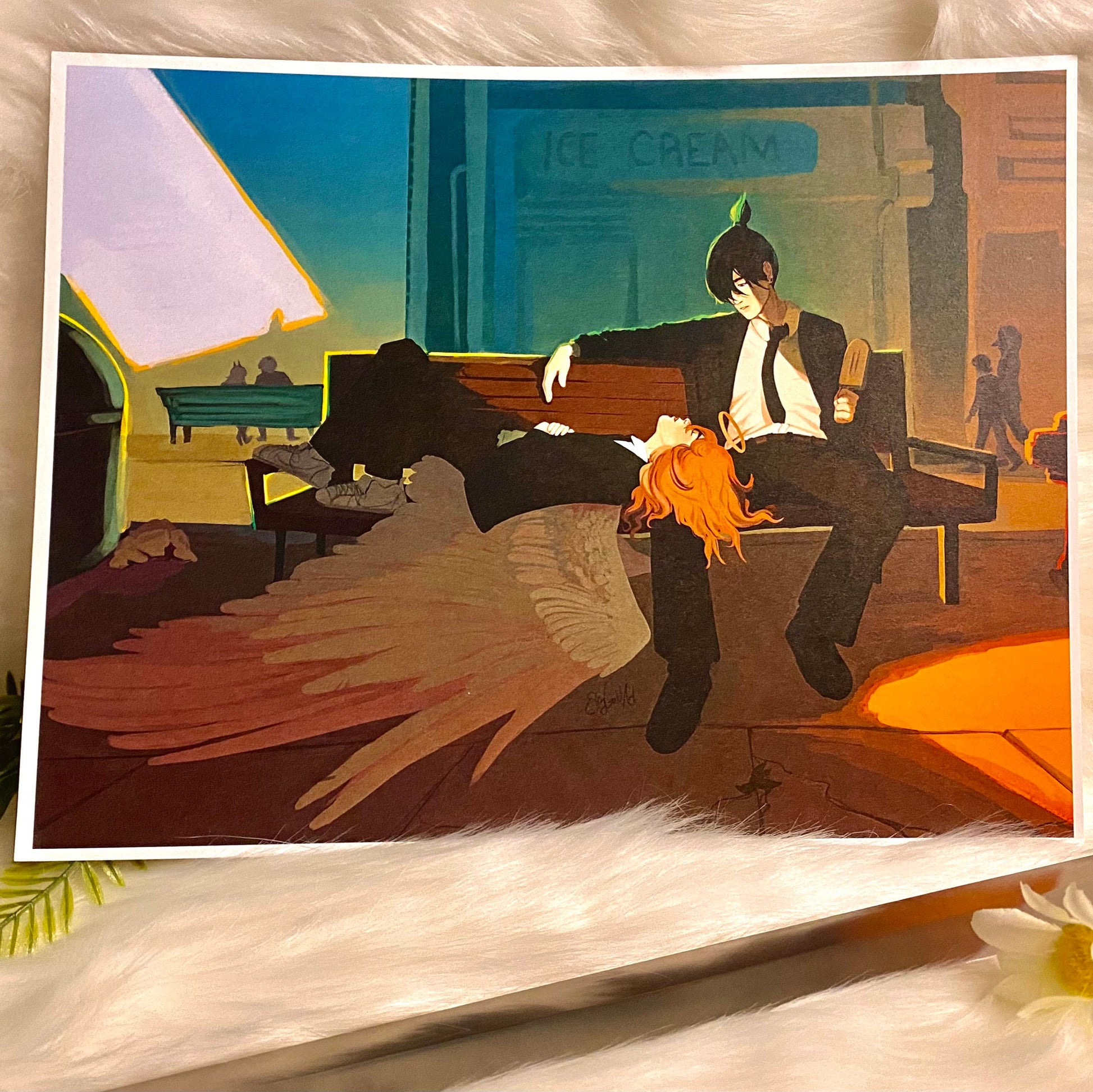 AkiAngel on a Bench - Art Print