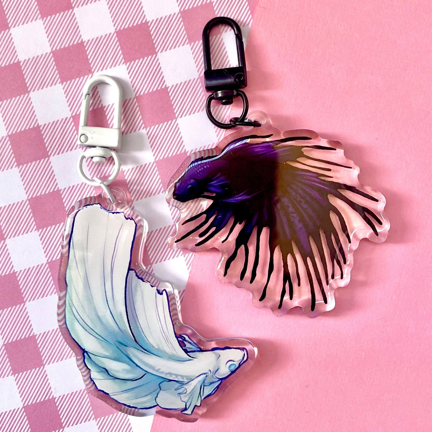 Black/White Betta Fish - Keychains
