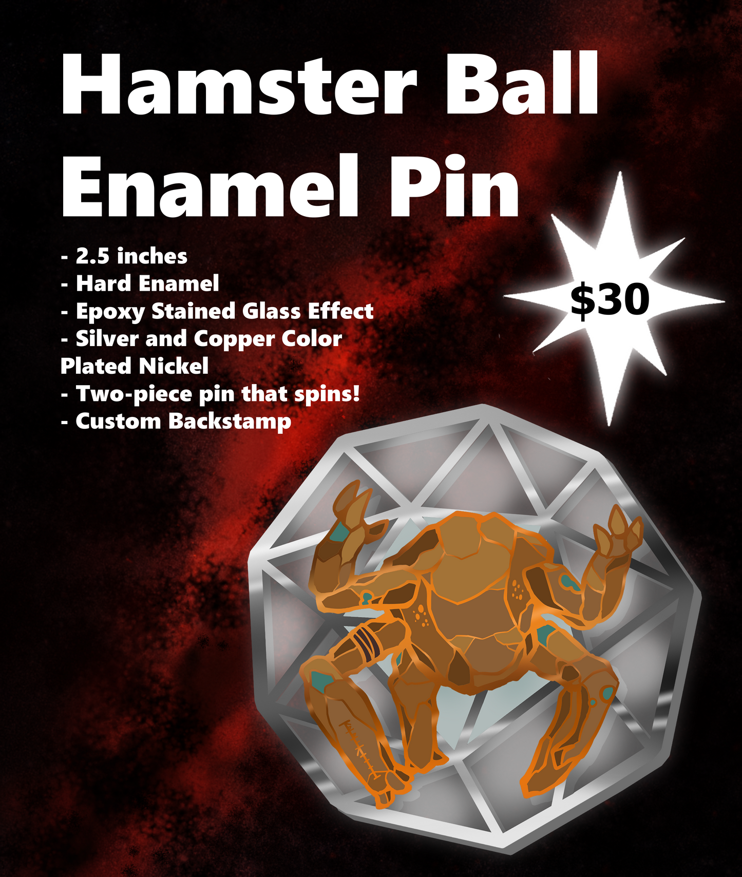 PHM - Hamster Ball - Spinning Enamel Pin - PREORDER